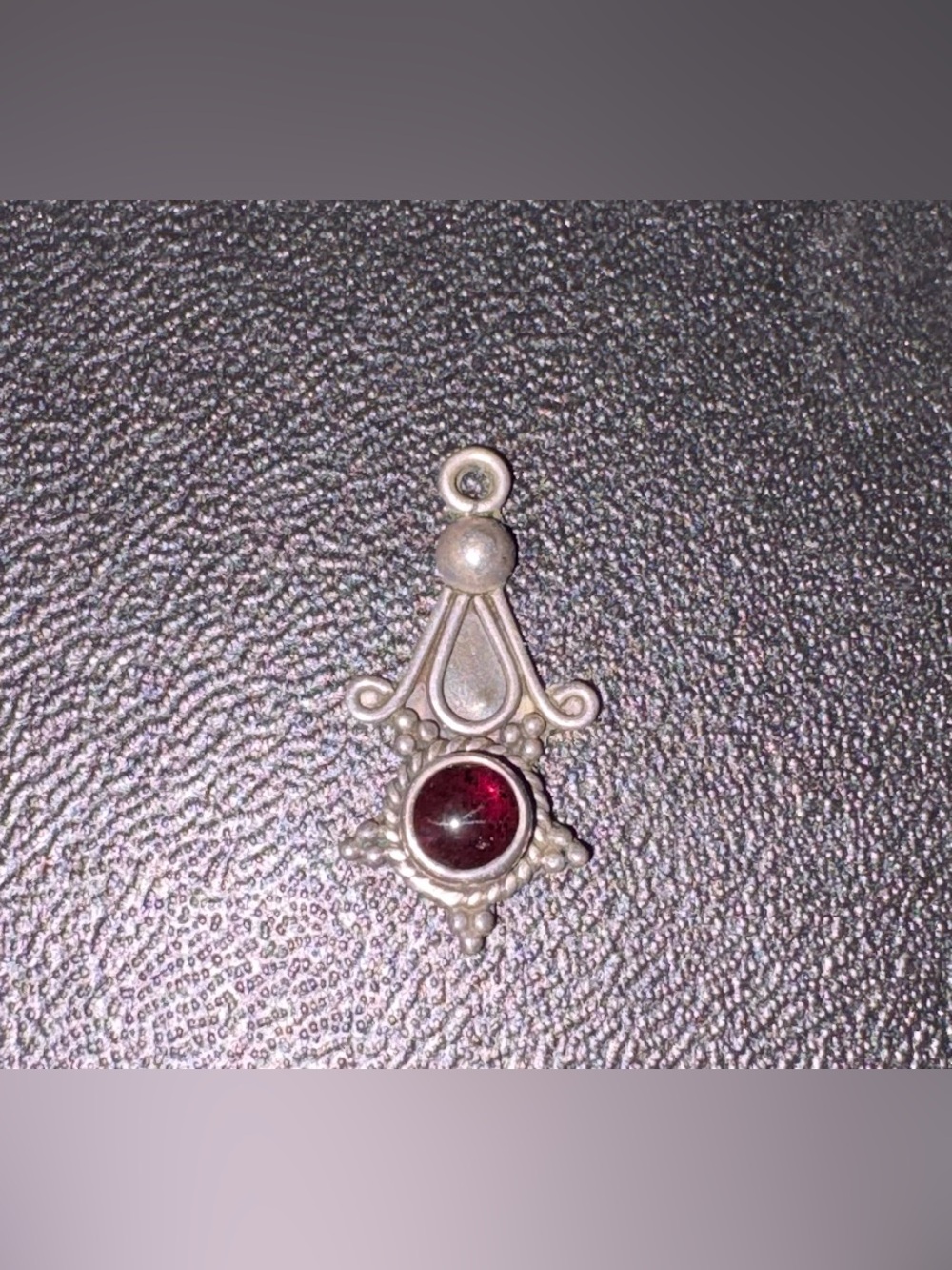 Vintage Sterling Silver 925 Red Cabochon Pendant | Boho Artisan Charm